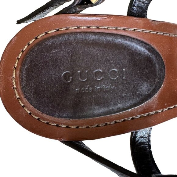 Gucci Wedge Sandals | Interlocking G Logo | Preloved Designer Shoes Sz 10.5 - Picture 6 of 16